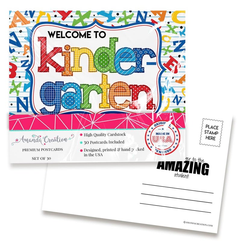 Amanda Creation Welcome To Kindergarten Alphabet Themed Blank Postcards For Teachers To Send To Students, 4"x6" Fill In Notecards by AmandaCreation (30) - Image 1